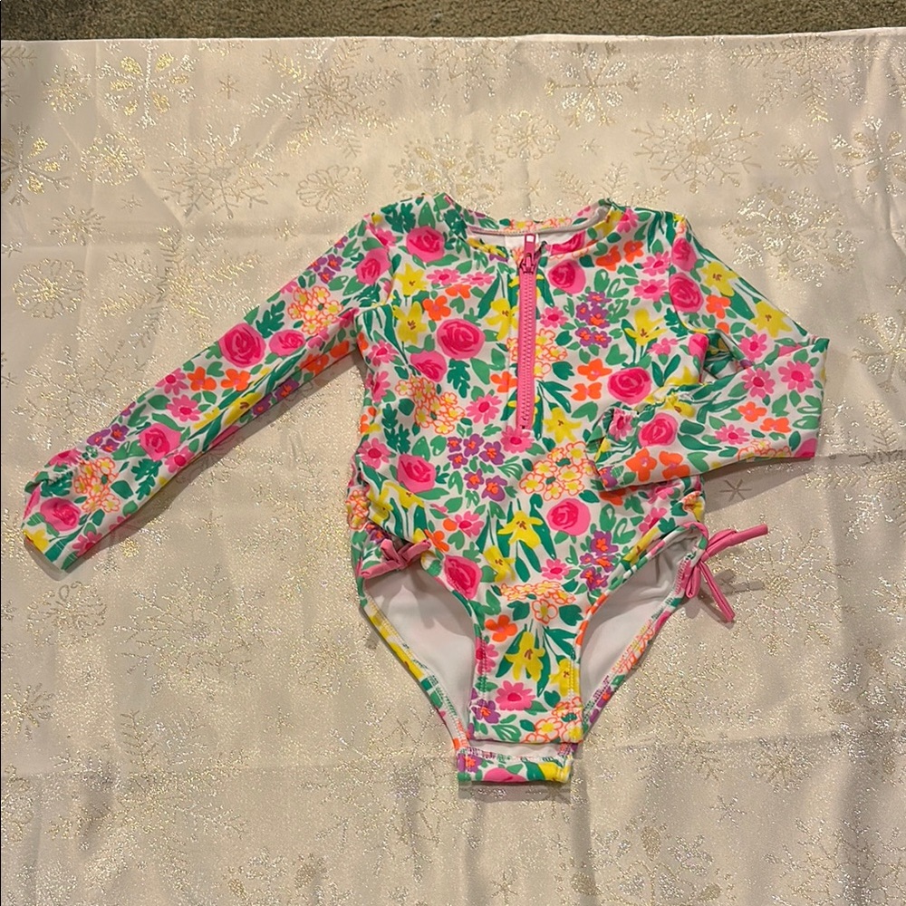 Cat & Jack Floral Kids Swim Rashguard